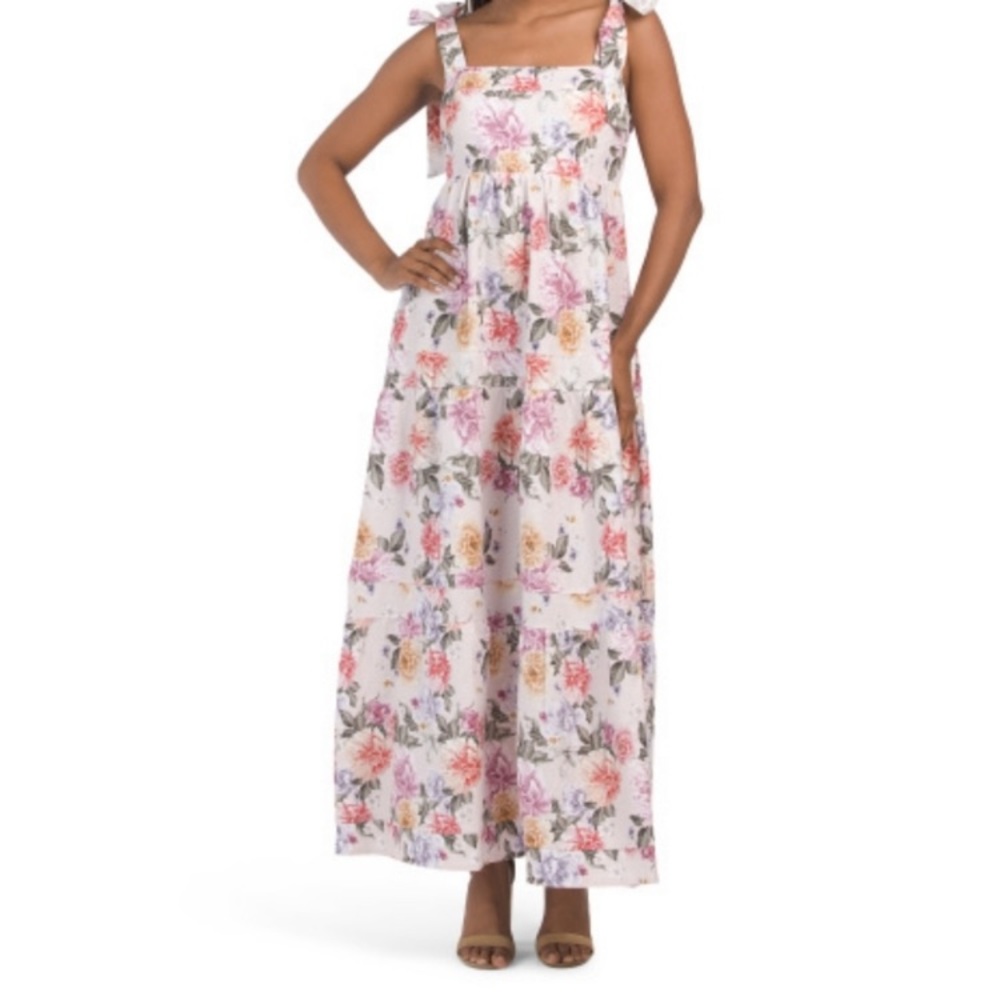 House of Harlow 1960 Tie Shoulder Floral Pastel Maxi